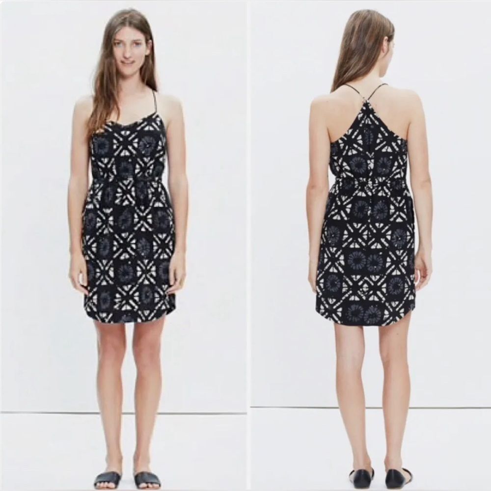 NWT Madewell 'Starview' Batik Grid Silk Cami Minidress Size 4